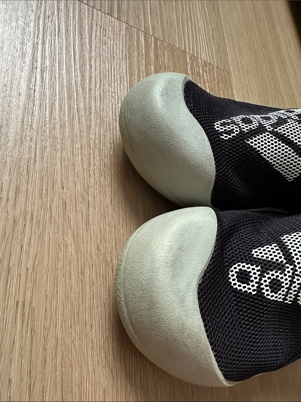 adidas Kids Black Slip-On Water Shoes with Light Gray Toe Caps